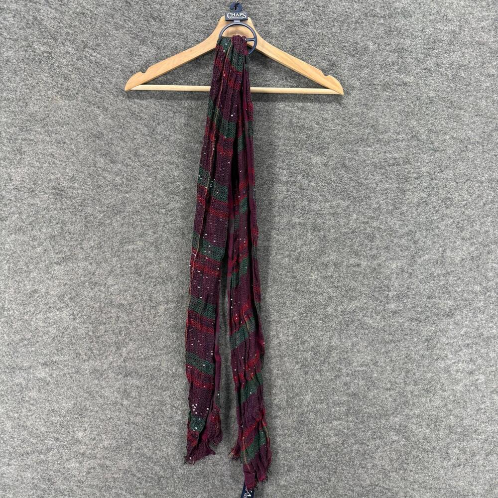 New Chaps Scarf Women Purple Striped Cotton Sequin Neck Warmer Rectangle
